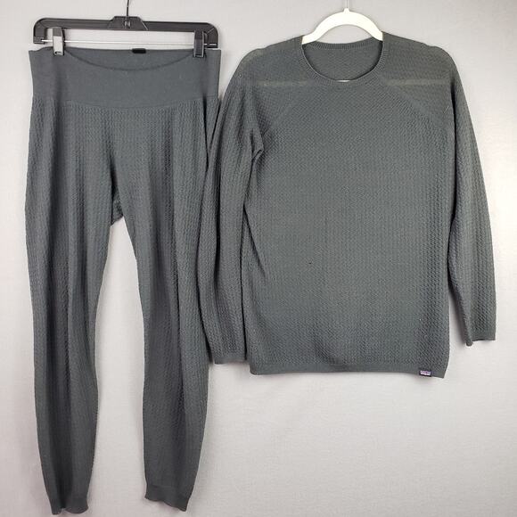 Patagonia Pants - Patagonia Women's Size M Thermal Baselayer Set Charcoal Gray Granola Girl Hike
